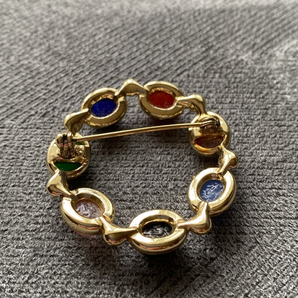 Scarab Brooch Pin Multicolor Gold Tone - Picture 7 of 15